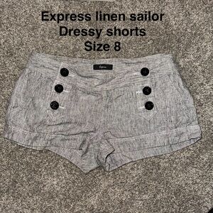 Express Gray Linen Sailor Dressy Shorts